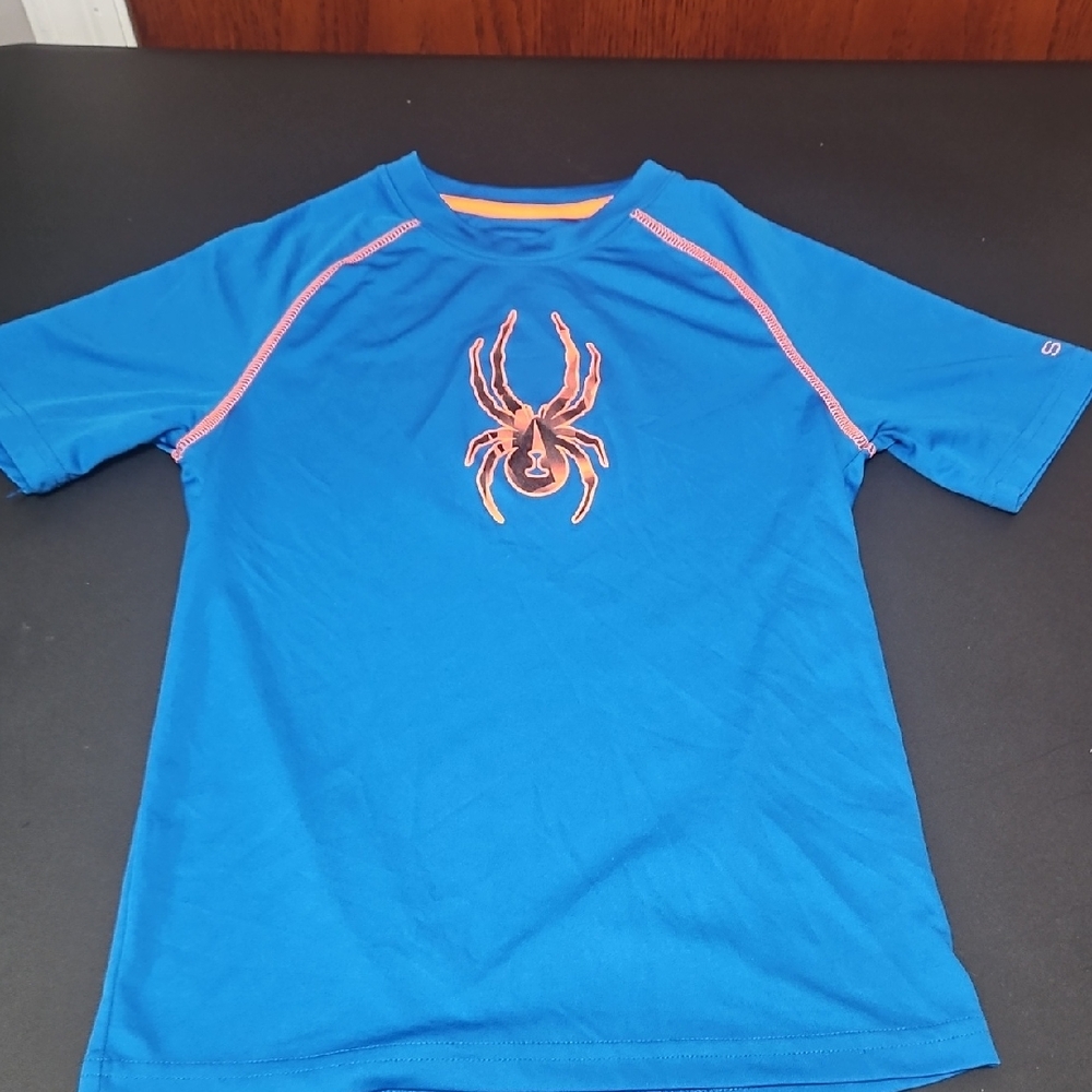 Spyder Blue Short Sleeve Tech Tee with Orange Accents